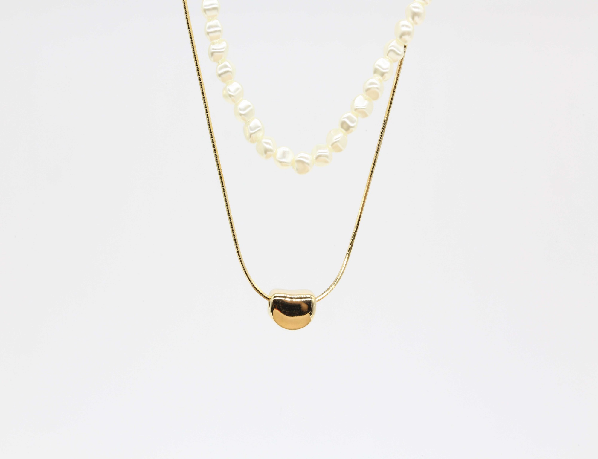 Delicate Jelly Love Necklace Irregular Pearl Necklace PVD Gold Plated Valentine Day Jewelry for Her Wholesale Gift
