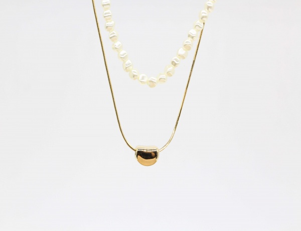 Delicate Jelly Love Necklace Irregular Pearl Necklace PVD Gold Plated Valentine Day Jewelry for Her Wholesale Gift
