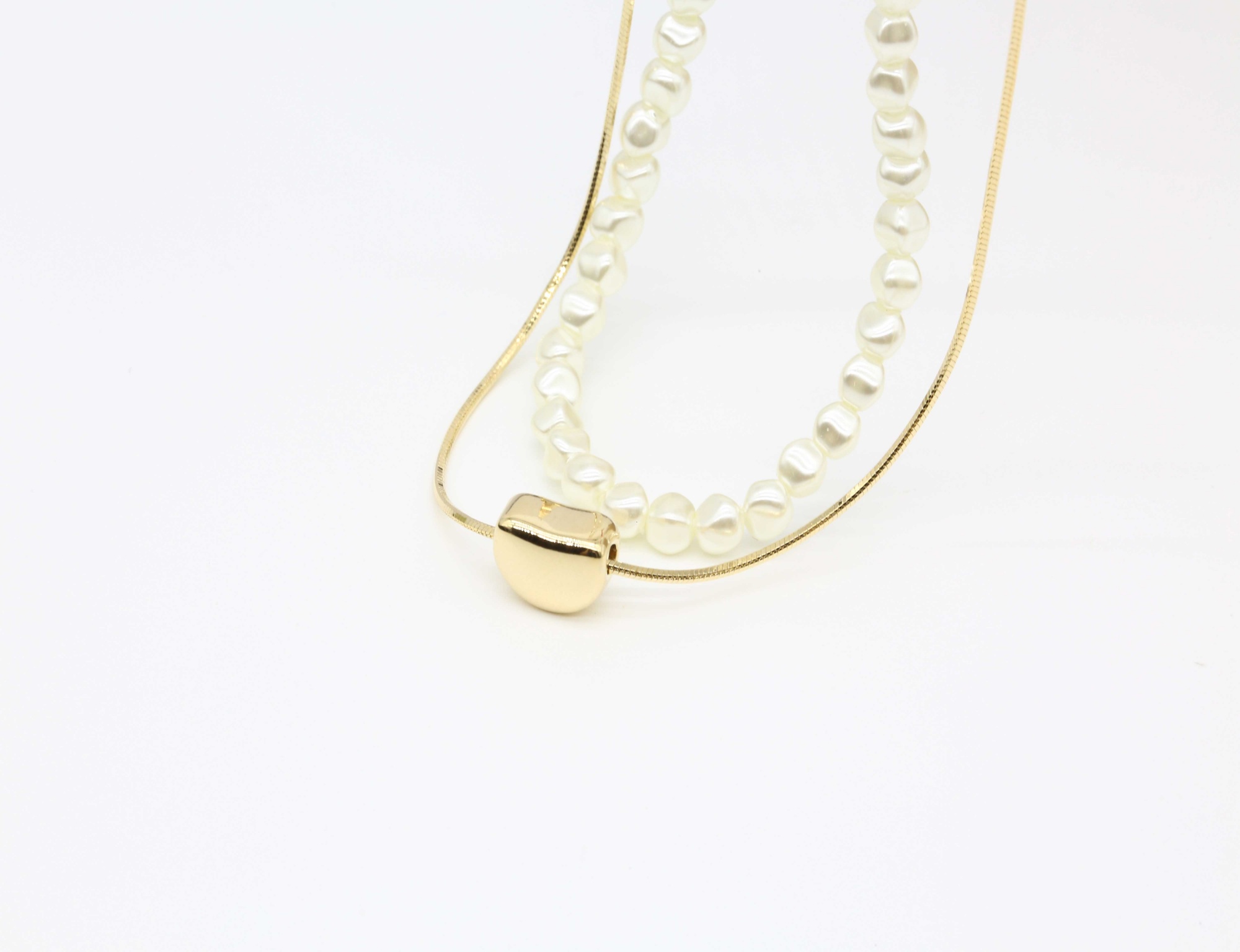 Delicate Jelly Love Necklace Irregular Pearl Necklace PVD Gold Plated Valentine Day Jewelry for Her Wholesale Gift