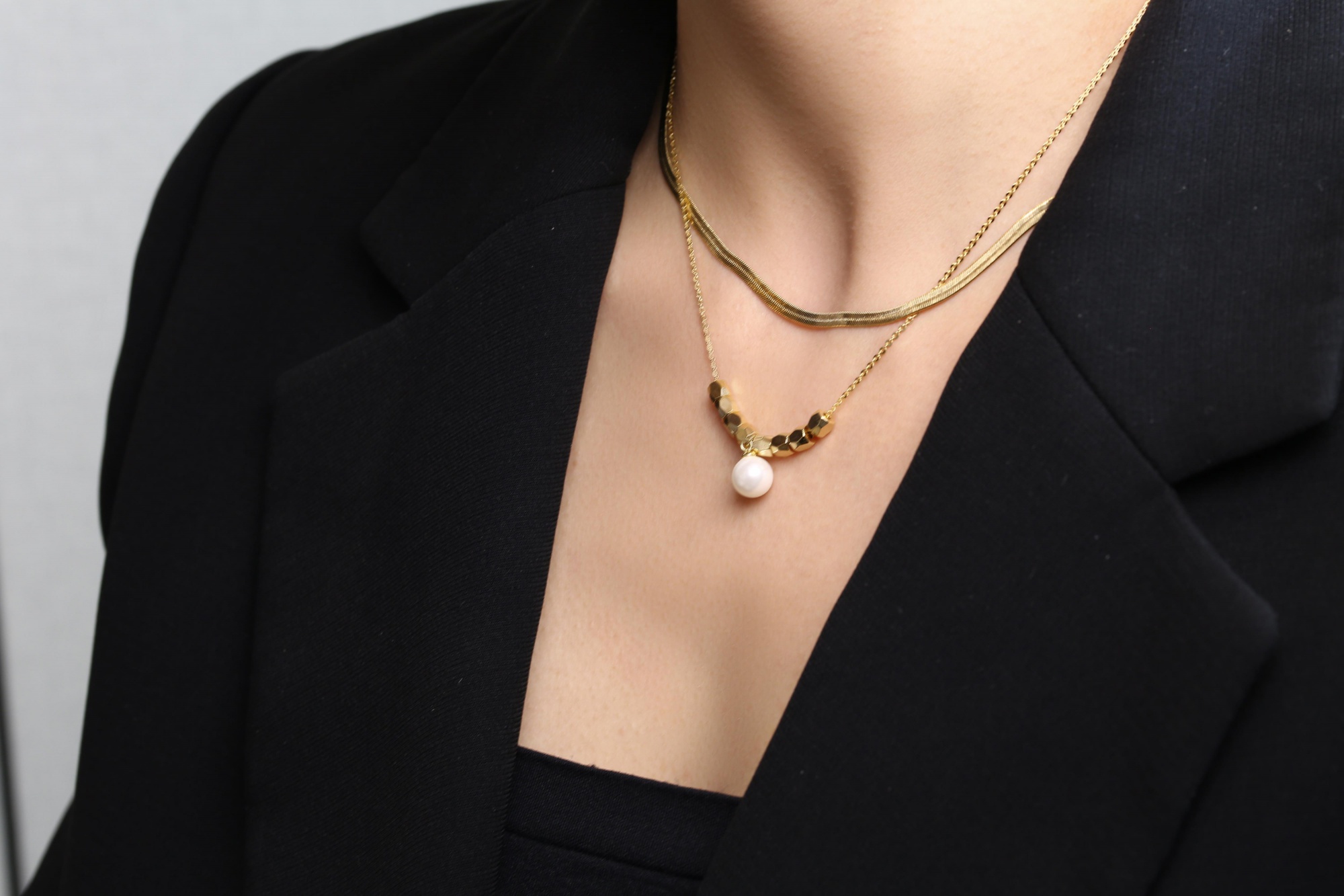 Korean version selling double layer wearing pearl necklace high quality fashion jewelry accessories wholesale