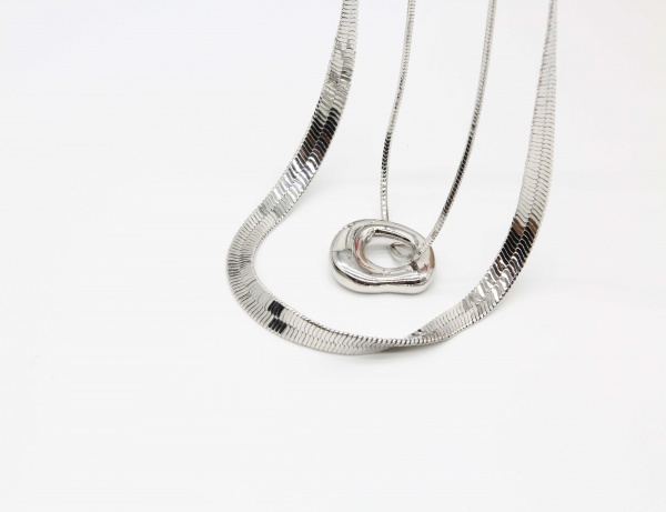 Snake Chain Double Layer Stainless Steel irregular Pendant Necklace for Women Girl18k Gold Jewelry Waterproof