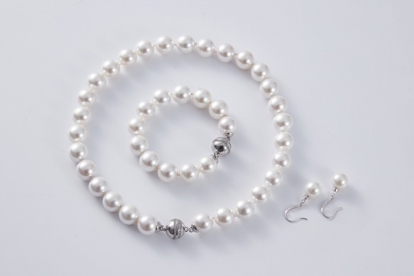 Fashion 10 Mm White Pearl Necklace Earrings Bracelet Jewelry Sets Gift 