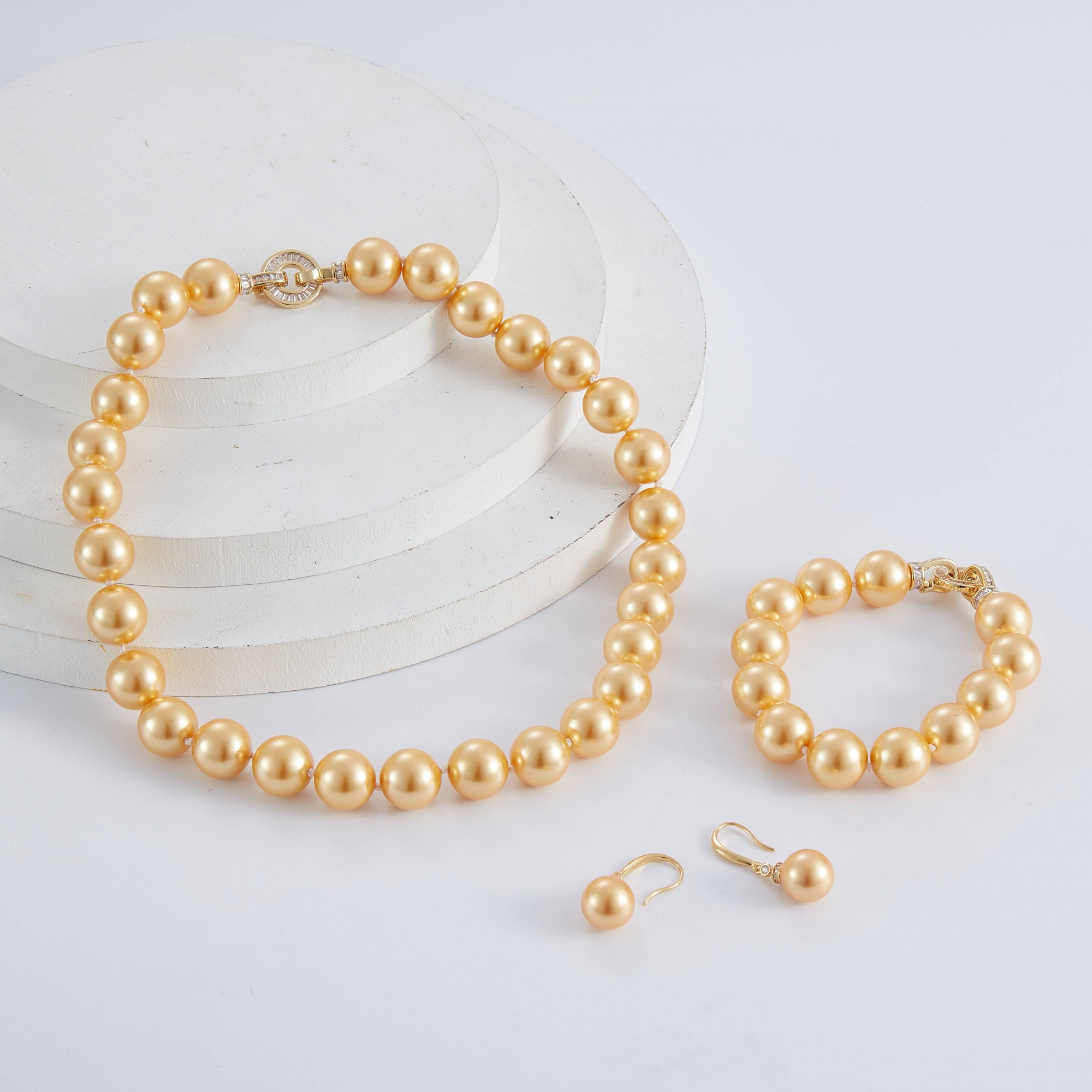 Fashion 10 Mm White Pearl Necklace Earrings Bracelet Jewelry Sets Gift For Valentine's Day  