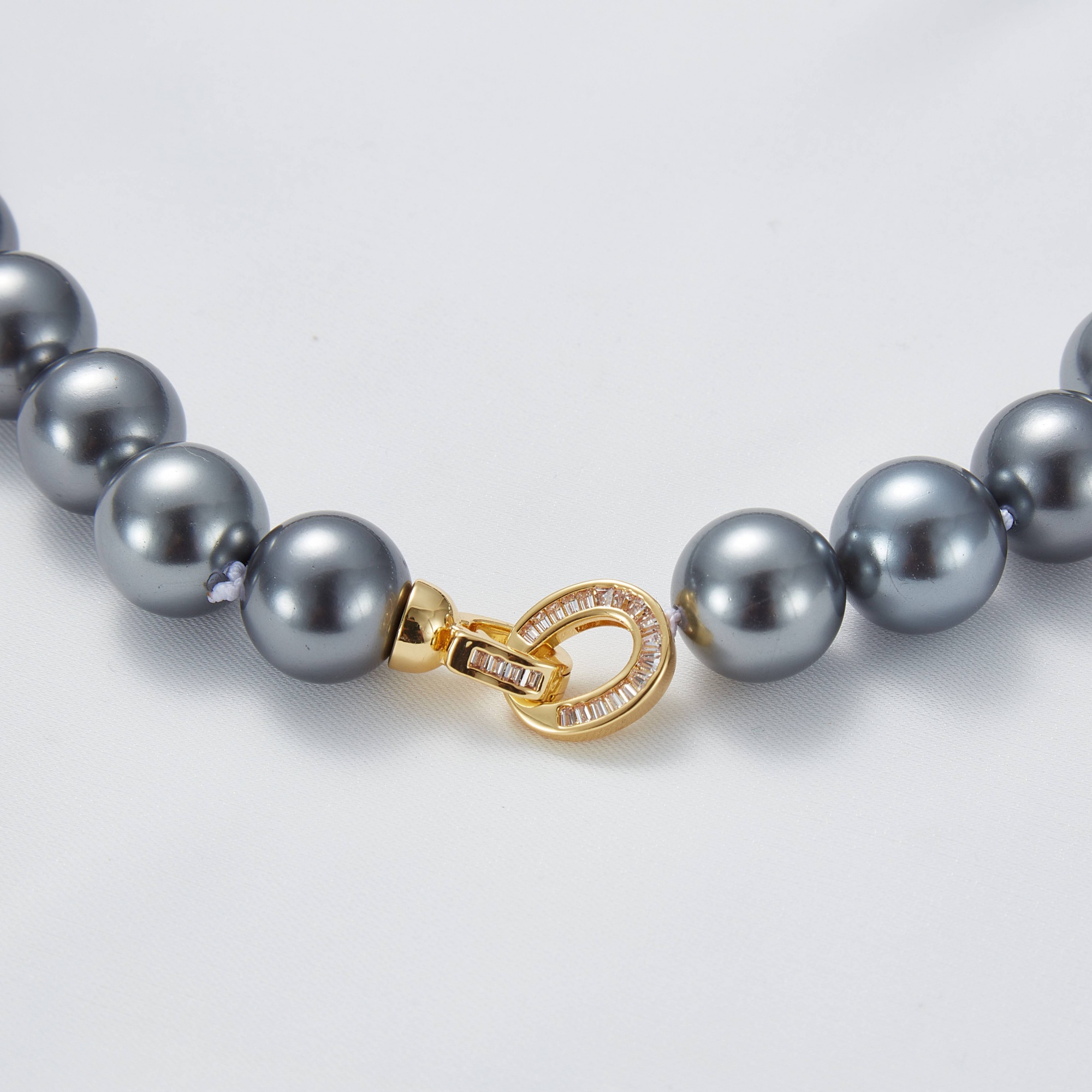 Simple Design Women Gold Plated Beads Natural Freshwater Grey 8-9 MM Pearl Necklace Earrings Ring 3 PCS Jewelry Set