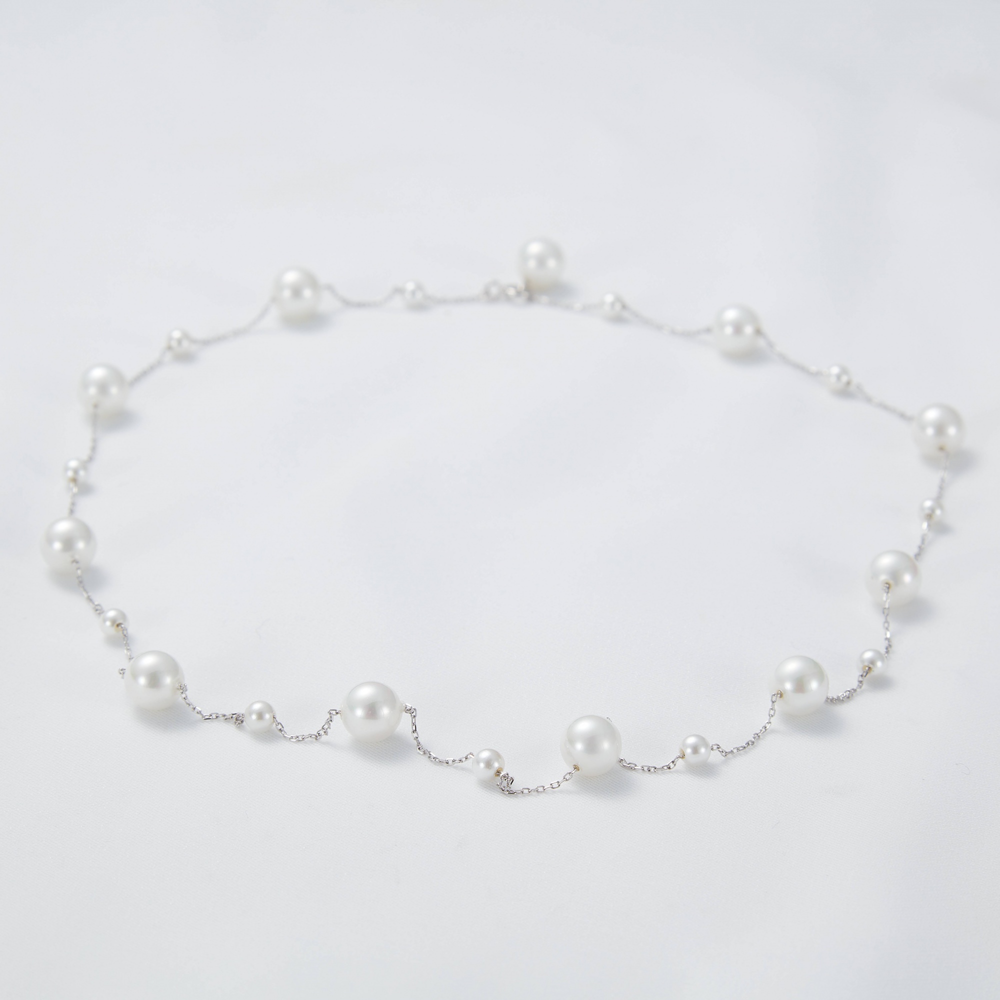 New Fashion 14k Gold Plated White Freshwater Pearl Tin Cup Necklace