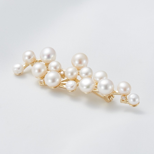 High Quality Gold Plated Green zircon White Pearl Branch Drop Dangle Brooch for Women Jewelry