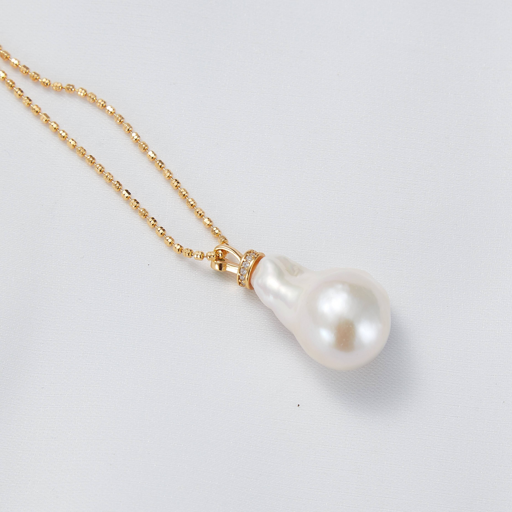 fresh water pearl baroque necklace pure 18k gold silver gilded removable pendant fresh water pearl necklace