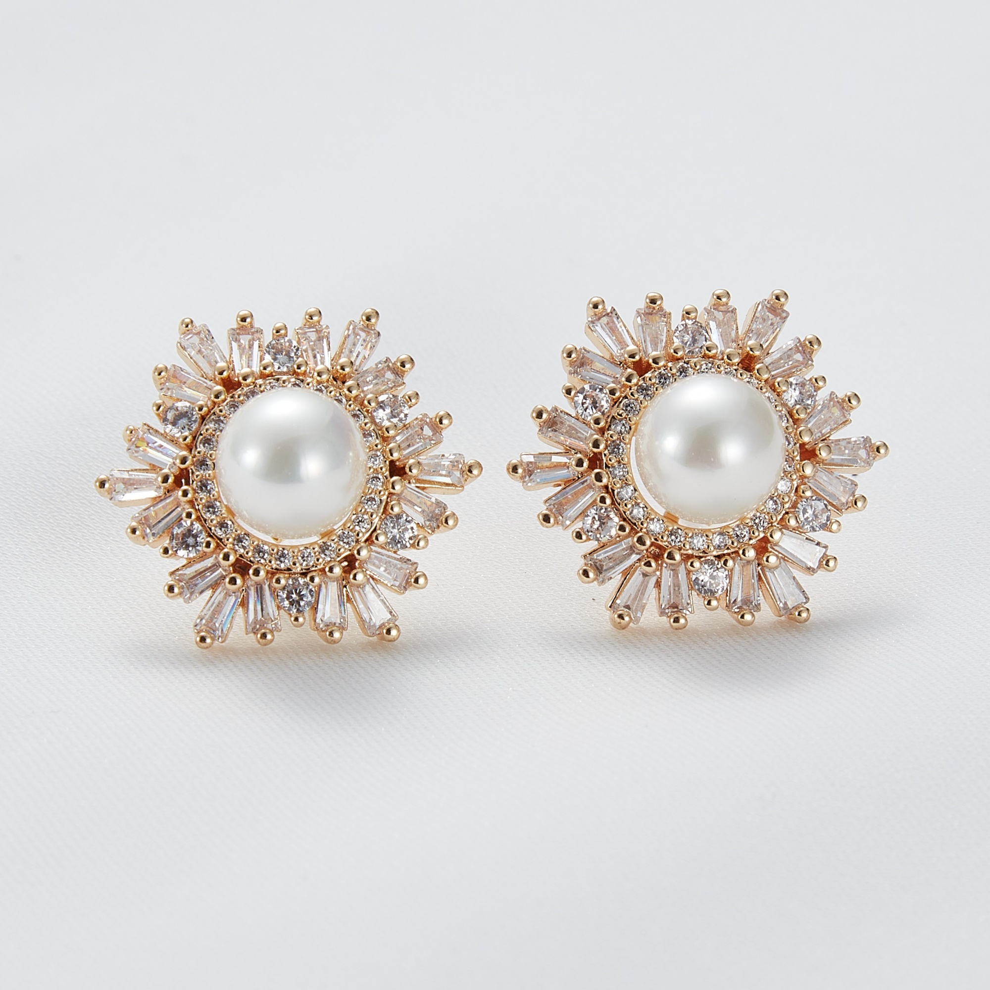  Sterling Silver Jewelry Bling Bling Snowflake Shaped Stud Earring Trendy Pearl Earrings For Girl Gift