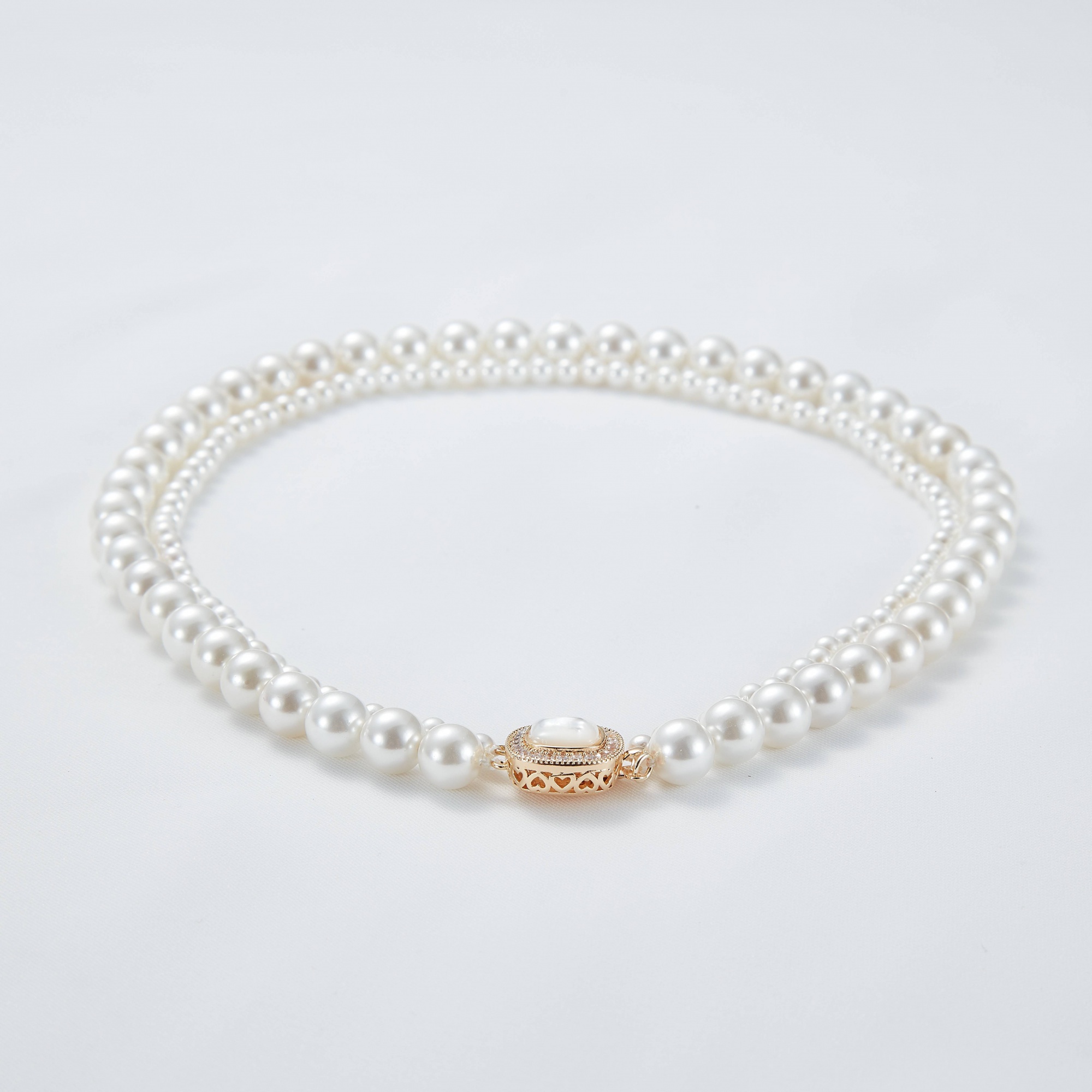 Fresh Water Pearl Simple Double Layer Wedding Choker Necklace