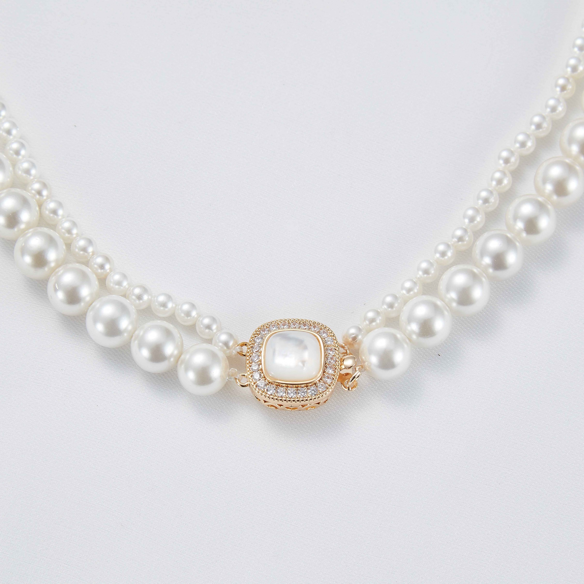 Fresh Water Pearl Simple Double Layer Wedding Choker Necklace