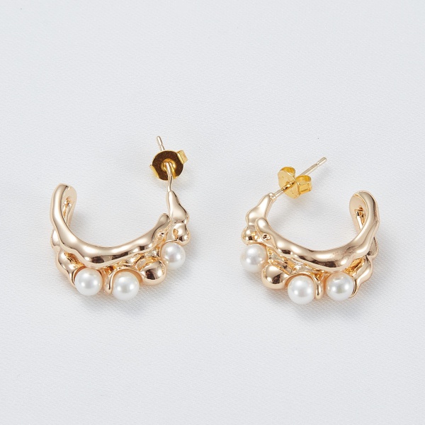 High Quality Trendy cz Jewelry 925 Sterling Silver 18K Gold Plated pearl earrings hoop