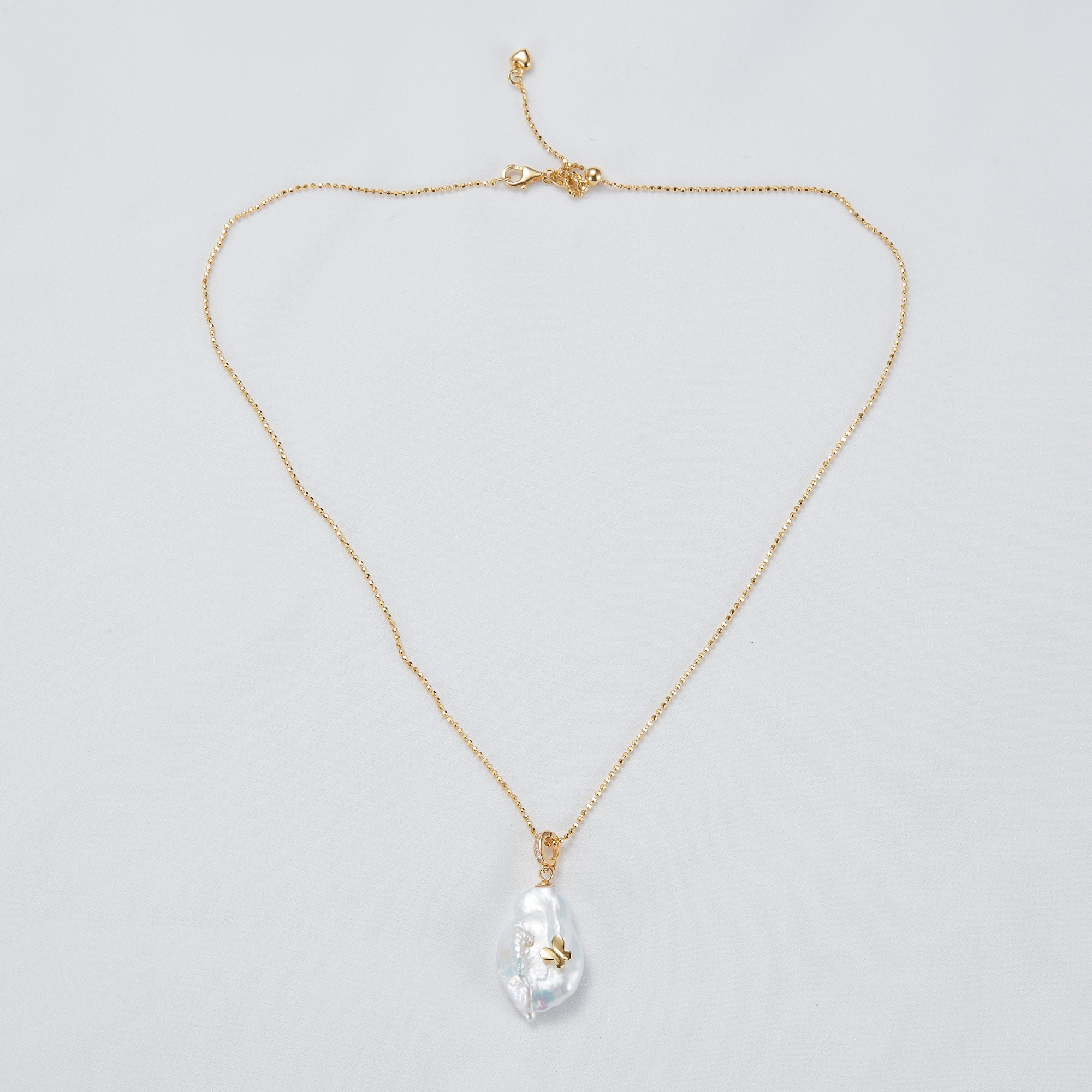 18K gold stainless steel natural freshwater pearl thread necklace 