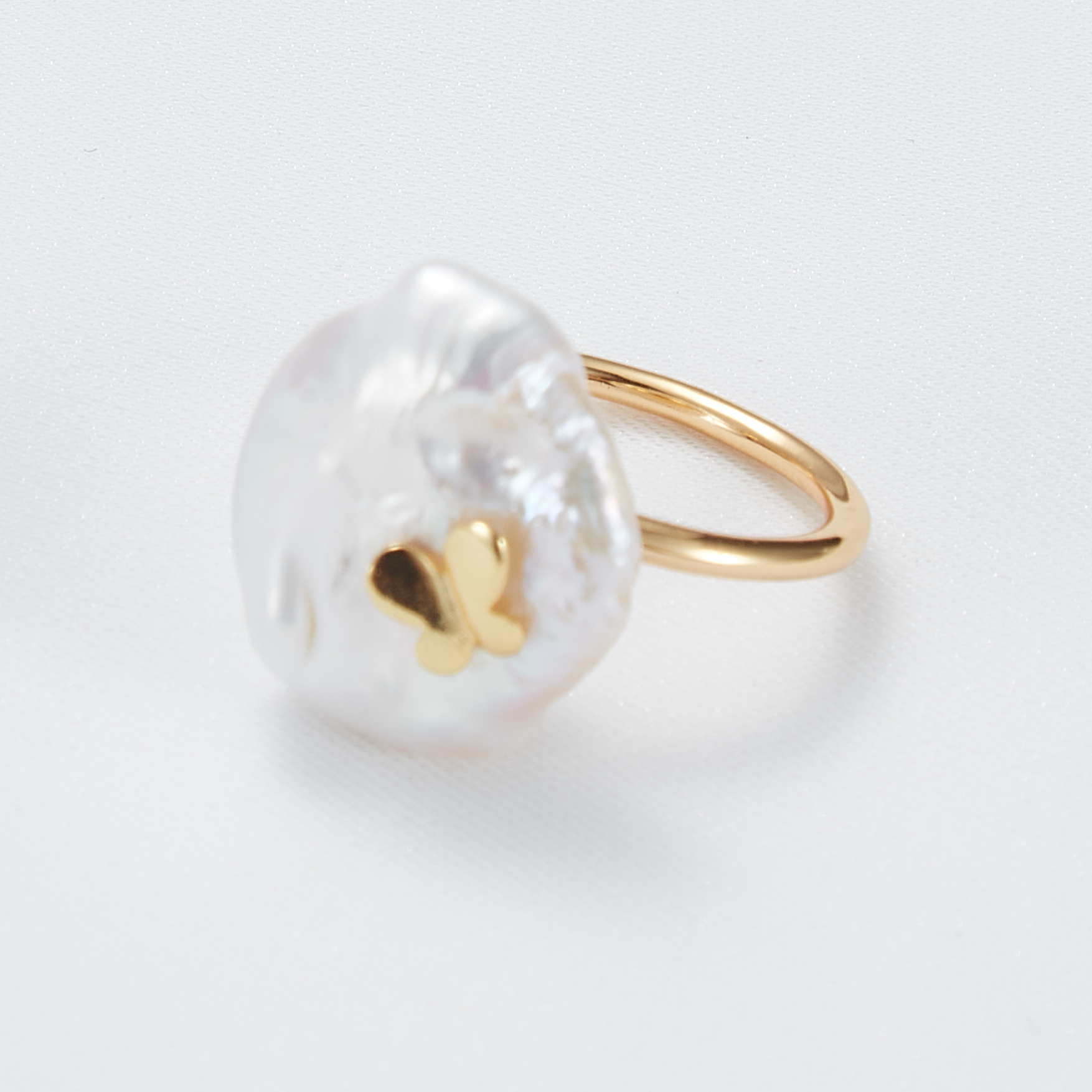 Retro Horoscope Astrology Leo Rings Baroque Pearl 14k Gold Plated Women Ring