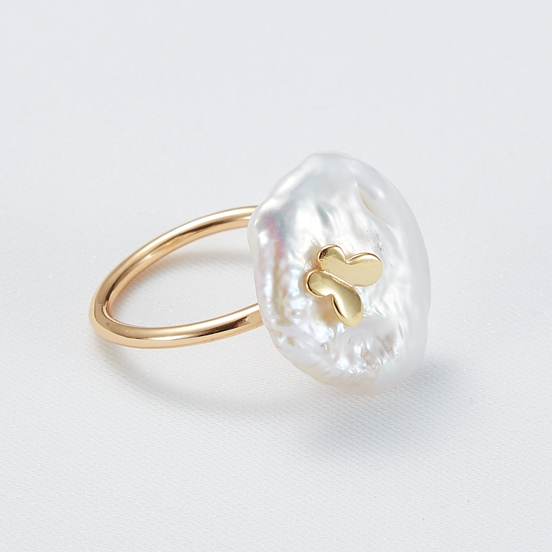 Retro Horoscope Astrology Leo Rings Baroque Pearl 14k Gold Plated Women Ring