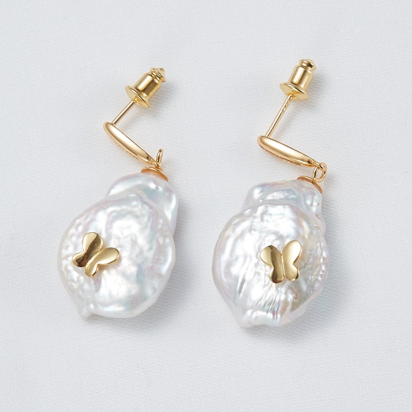 New Fresh Water Pearl Earrings Drop Crystal Earrings Gold Plated Jewelry For Women Girl