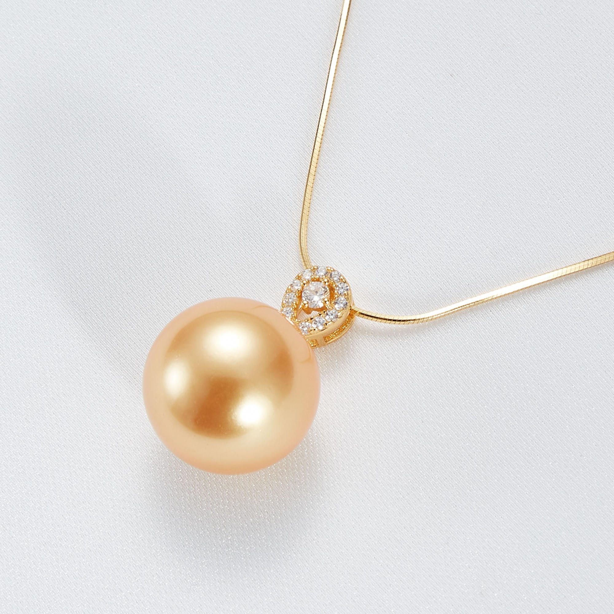 Luxury Fashion AU750 Pure Real 18K Gold Pawnable 10-11mm Gold Pearl Diamond Pendant Necklace Fine Jewelry Women Necklaces