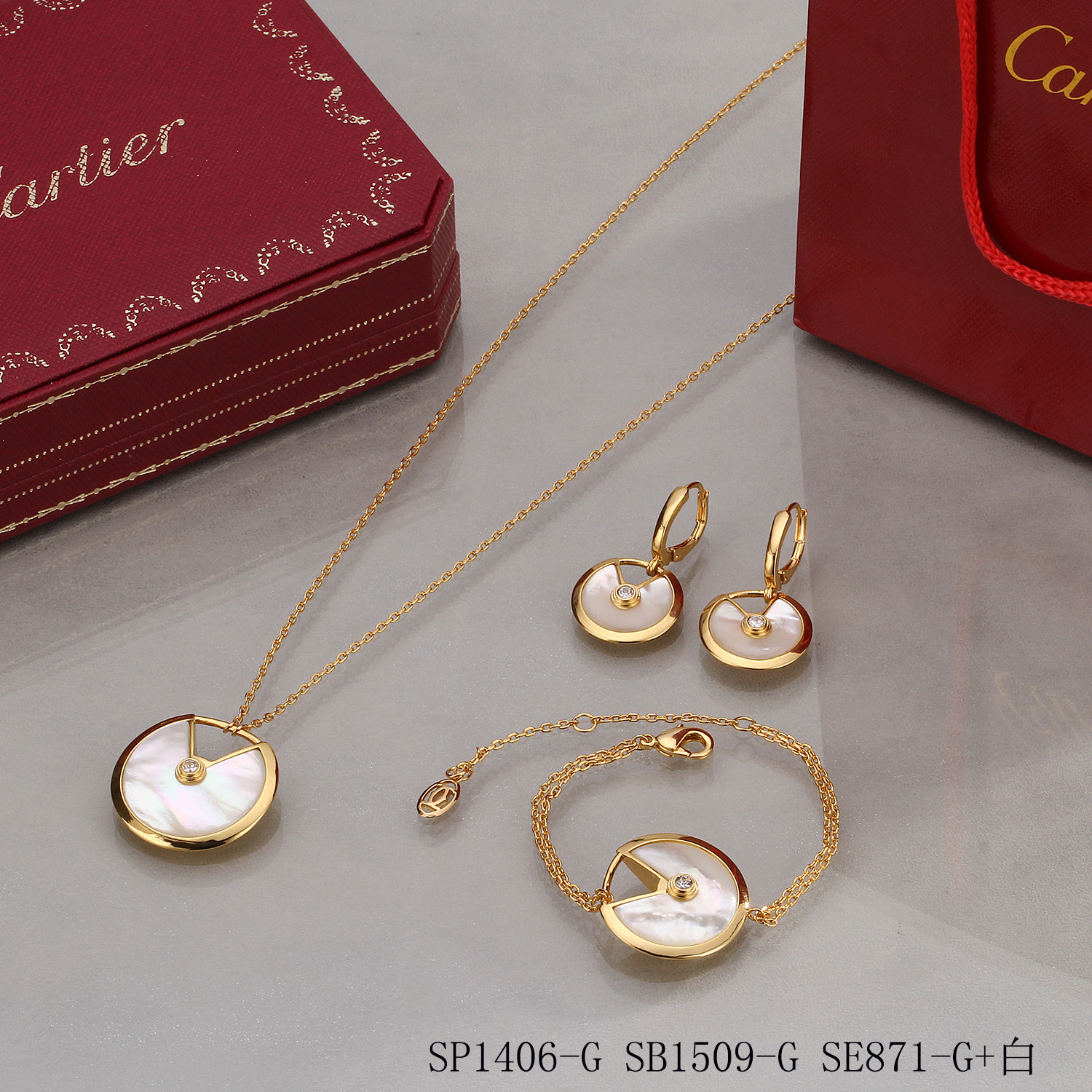 18k Gold Plated Stainless Steel Fashion Sets Circle Necklace Bracelet Ring Jewelry Set For Women