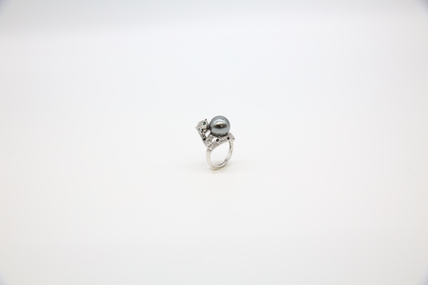 Luxury Filled Zircon Leopard Rings Big Black White Freshwater Pearl Adjustable Ring Personality Women Party Fine Jewelry