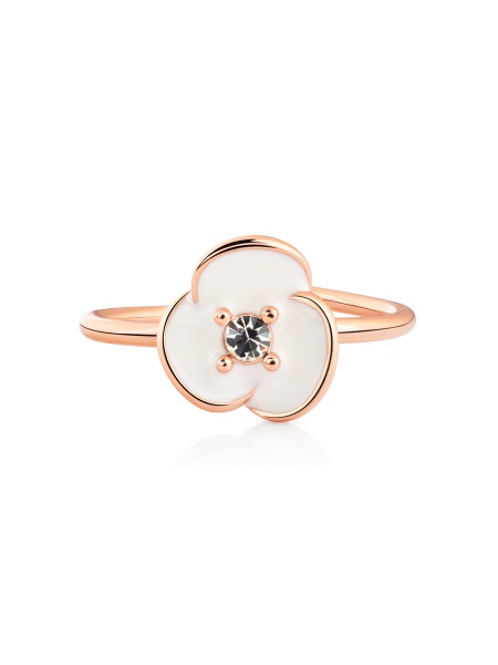 Flower shaped stainless steel cute open ring for women