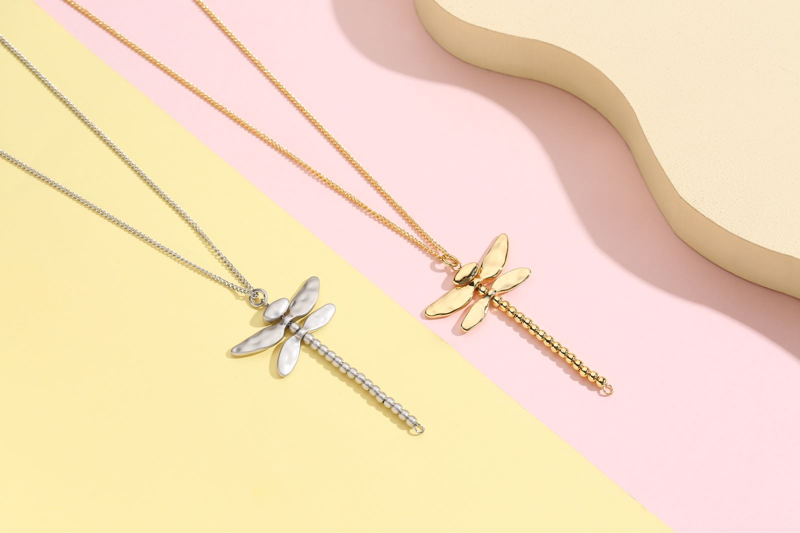 Vintage Jewelry 18K Gold Plated Stainless Steel Dragonfly  Pendant Necklace For Women