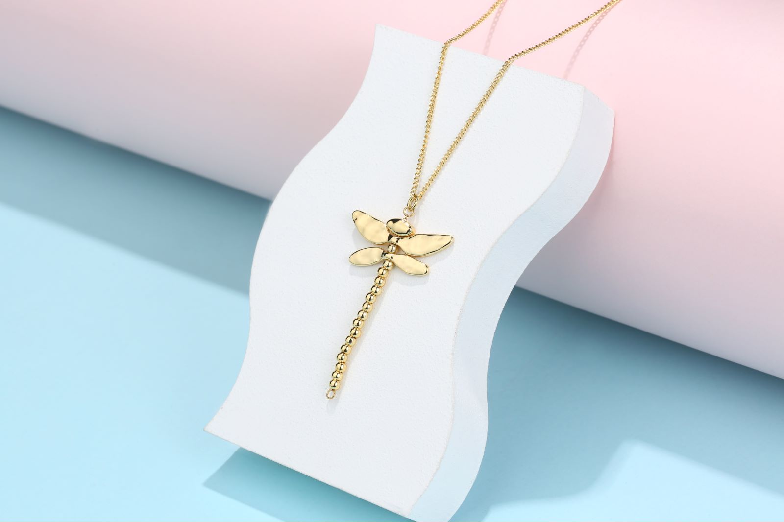 Vintage Jewelry 18K Gold Plated Stainless Steel Dragonfly  Pendant Necklace For Women