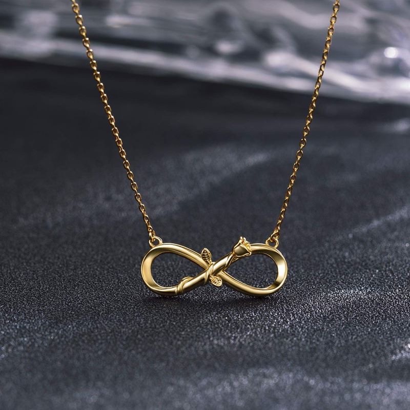 Authentic 925 Sterling Silver Rose Flower Infinity Love Short Necklace for Women Choker Chain Luxury