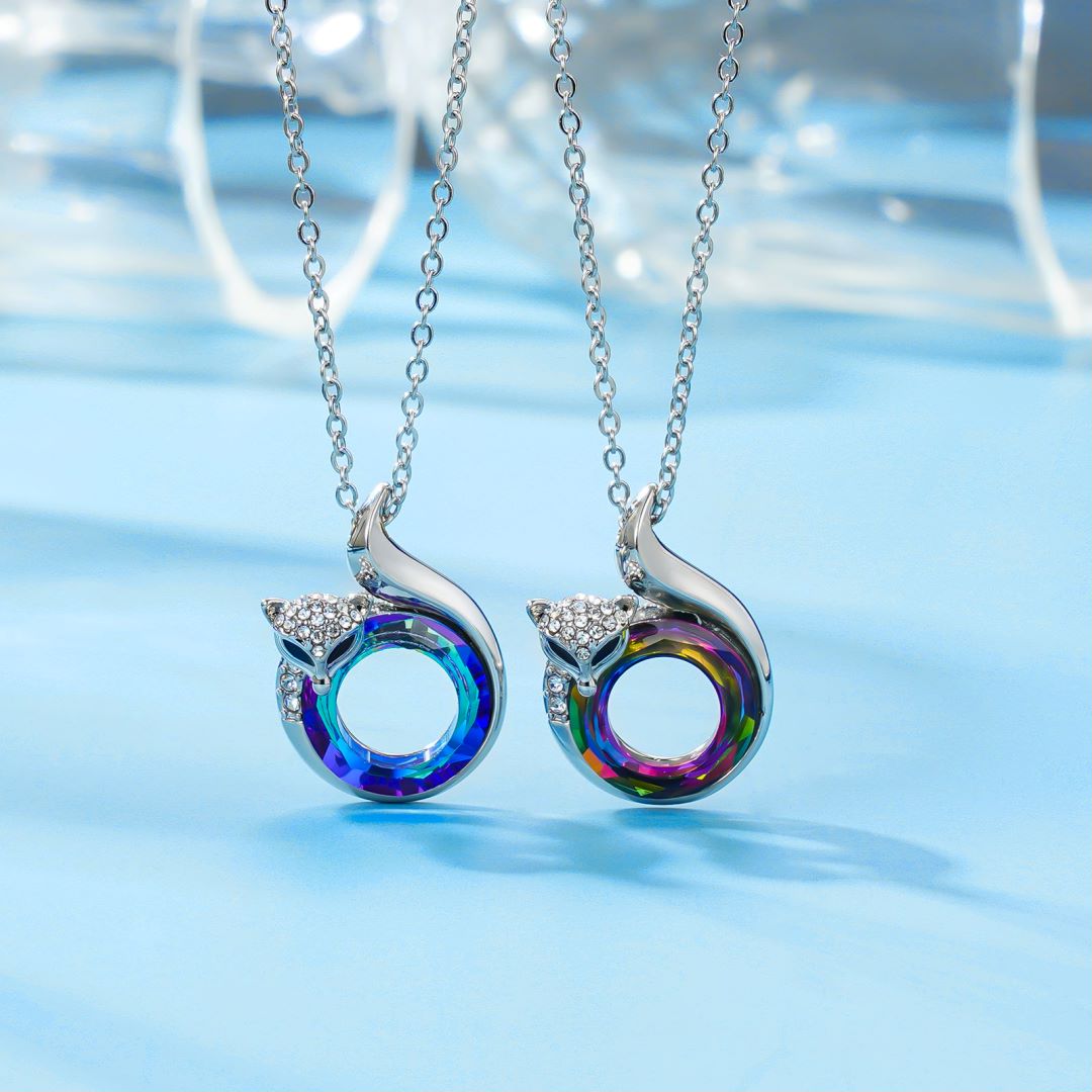 High Quality Trendy Women 925 Sterling Silver Crystal Fox Necklace Jewelry