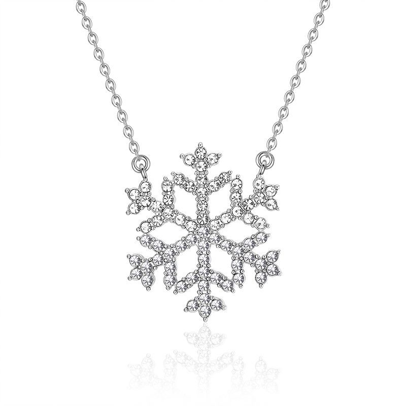 High Quality Blue Snowflake Necklace Ice Snow Pink Full Diamond Pendant S925 Silver Magic Crystals CZ Christmas Jewelry