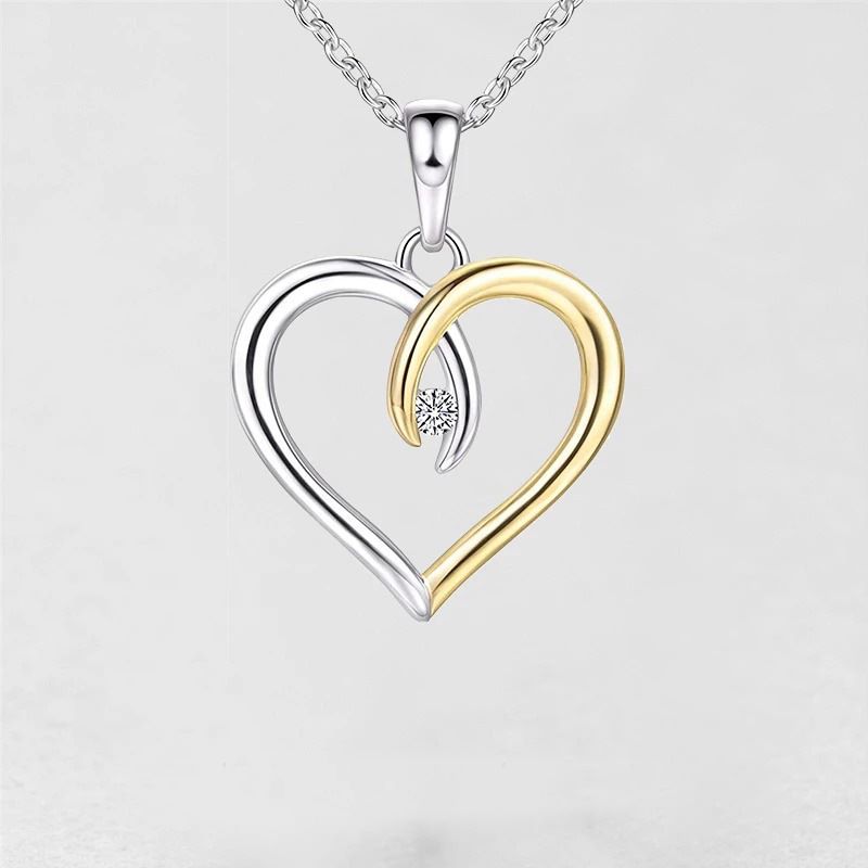 Fashion Jewelry S925 Heart Birthday Pendant Necklace Zirconia Sterling Silver Necklace for Women Mother's Valentine's Day Gifts