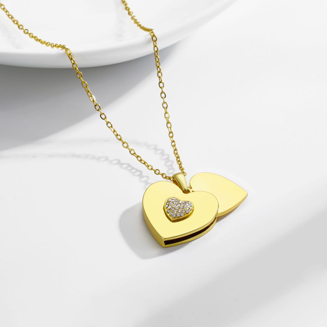 Wholesale Fashion Choker Necklace Luxury Gold Plated Chain Choker Heart Pendent Necklace For Couple Best Friend