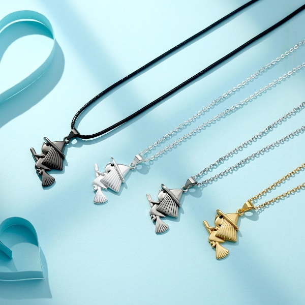 New Little Witch Necklace 925 Sterling Silver Fashion Pendant Necklace Creative Exquisite Necklace Clavicle Chain Temperament
