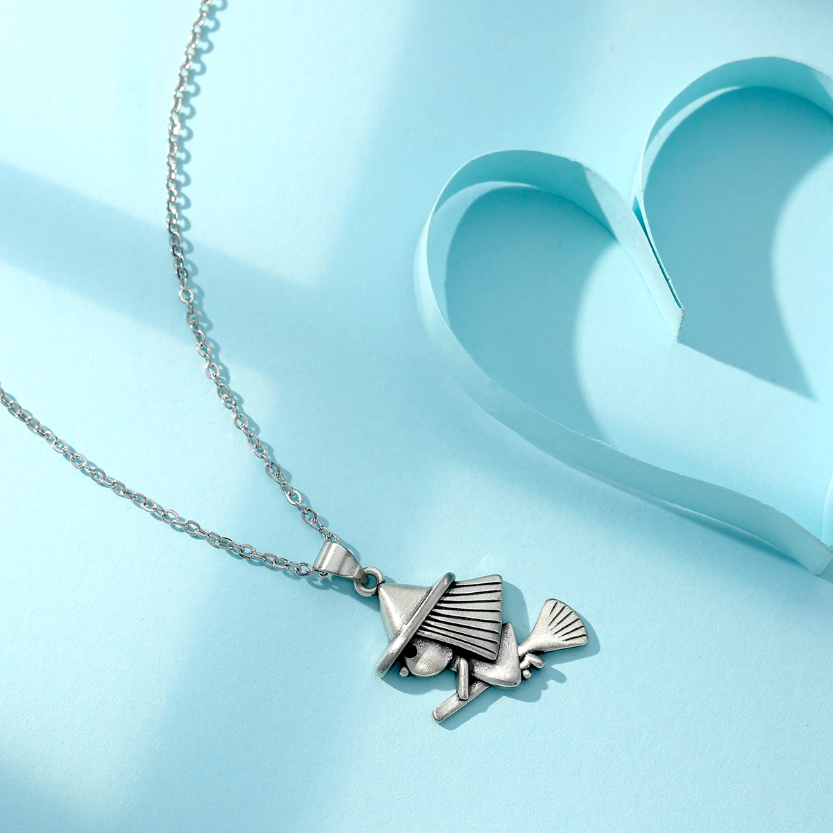 New Little Witch Necklace 925 Sterling Silver Fashion Pendant Necklace Creative Exquisite Necklace Clavicle Chain Temperament