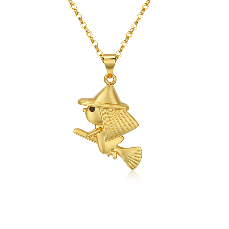 New Little Witch Necklace 925 Sterling Silver Fashion Pendant Necklace Creative Exquisite Necklace Clavicle Chain Temperament