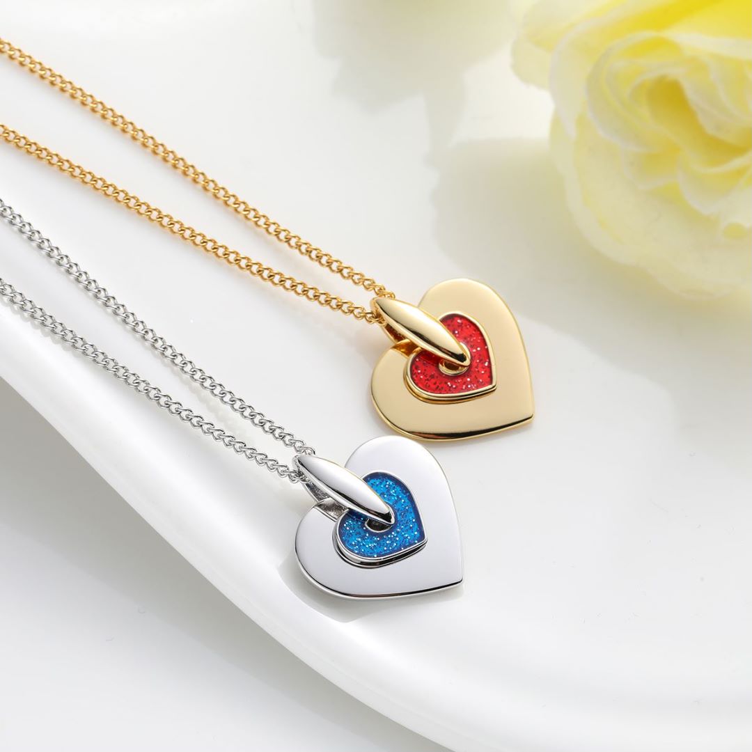 Fashion Jewelry Personality Can Be DIY Lettering Ladies Clavicle Chain Exquisite Enamel Double Heart Pendant Necklace