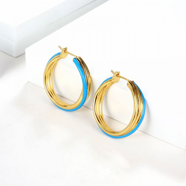 Creative Simple Jewelry European and American Round Earrings Three-color Enamel Hoop Earrings