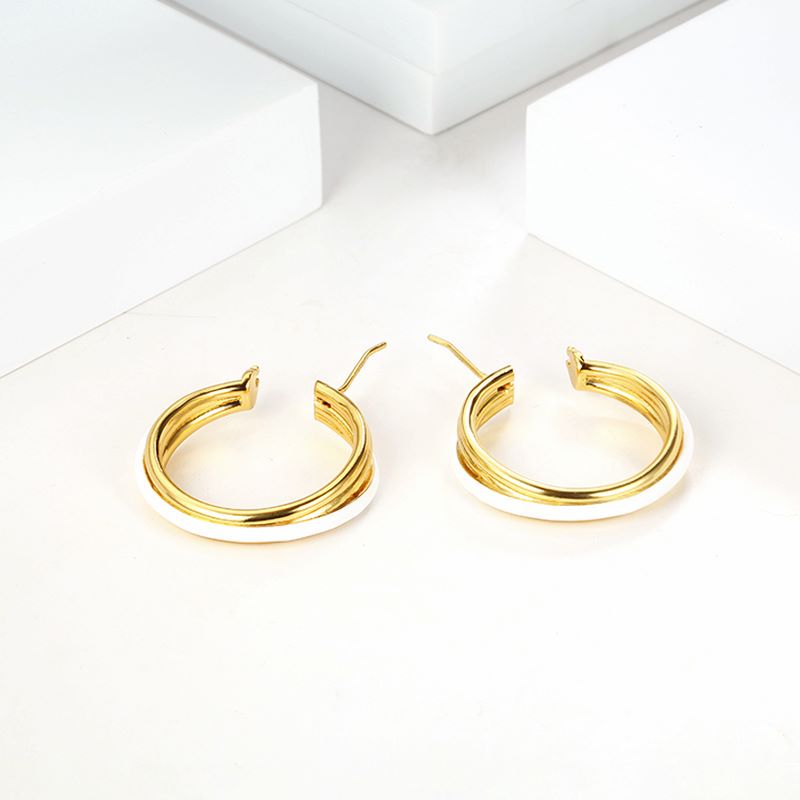 Creative Simple Jewelry European and American Round Earrings Three-color Enamel Hoop Earrings