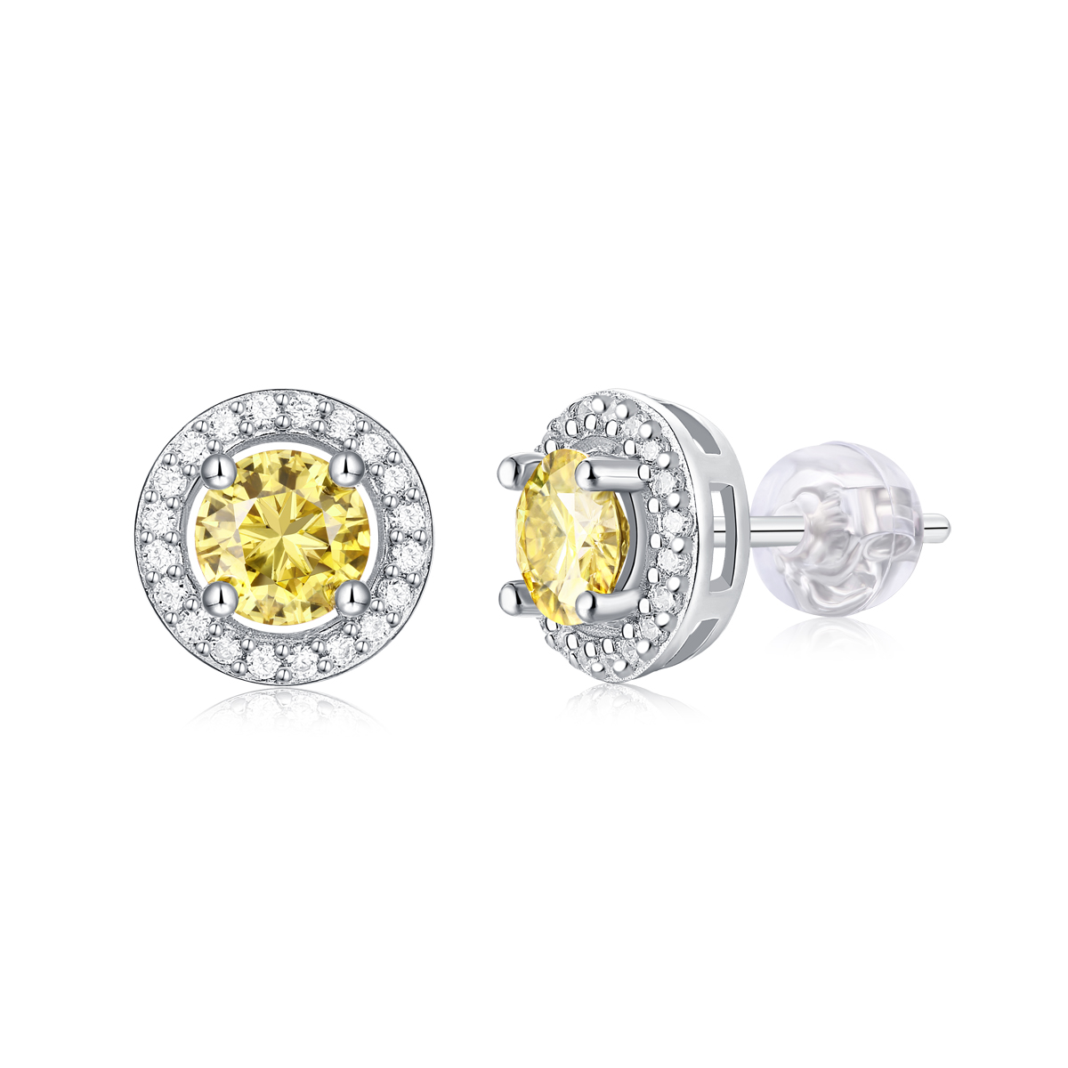 Wholesale Luxury Blue Moissanite Silver Plated Women Stud Earrings Sterling Silver 925
