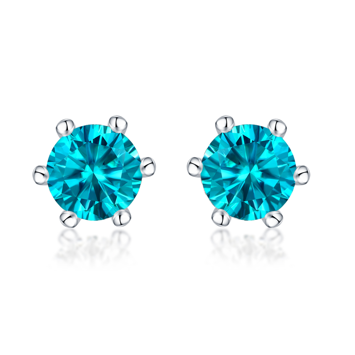 Wholesale Luxury Blue Moissanite Silver Plated Women Stud Earrings Sterling Silver 925