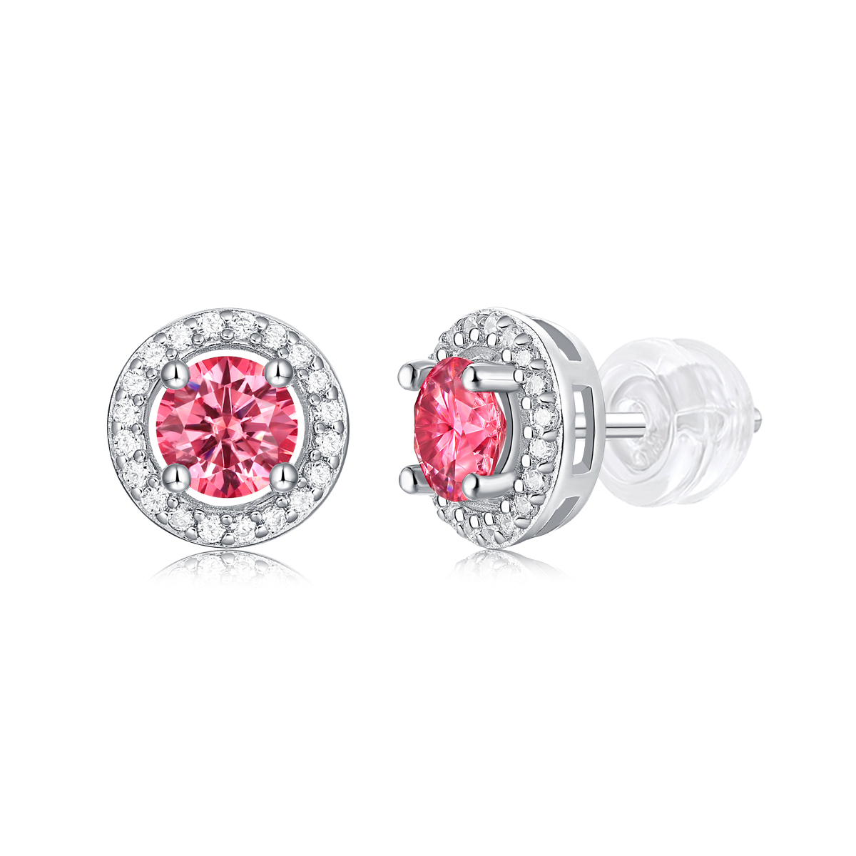 Wholesale Luxury Blue Moissanite Silver Plated Women Stud Earrings Sterling Silver 925