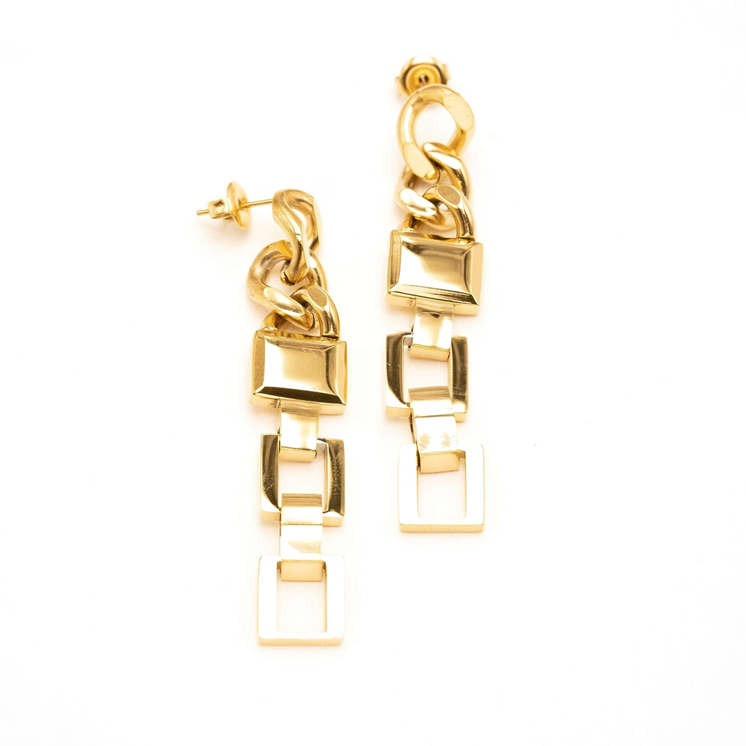 Simple hoop earrings Irregular square long chain earring  gold designer earrings Unisex Charm Jewelry