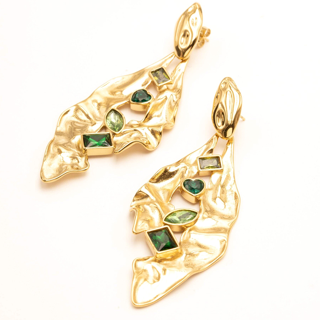 Fashion styles stainless steel Geometry delicate Leaves drop earrings wholesale for woman