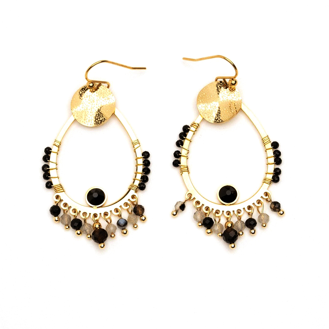  Geometric Metallic Brass Drop Earrings Complex Patterns 18K Gold Plated Jewelry Waterproof Earrings