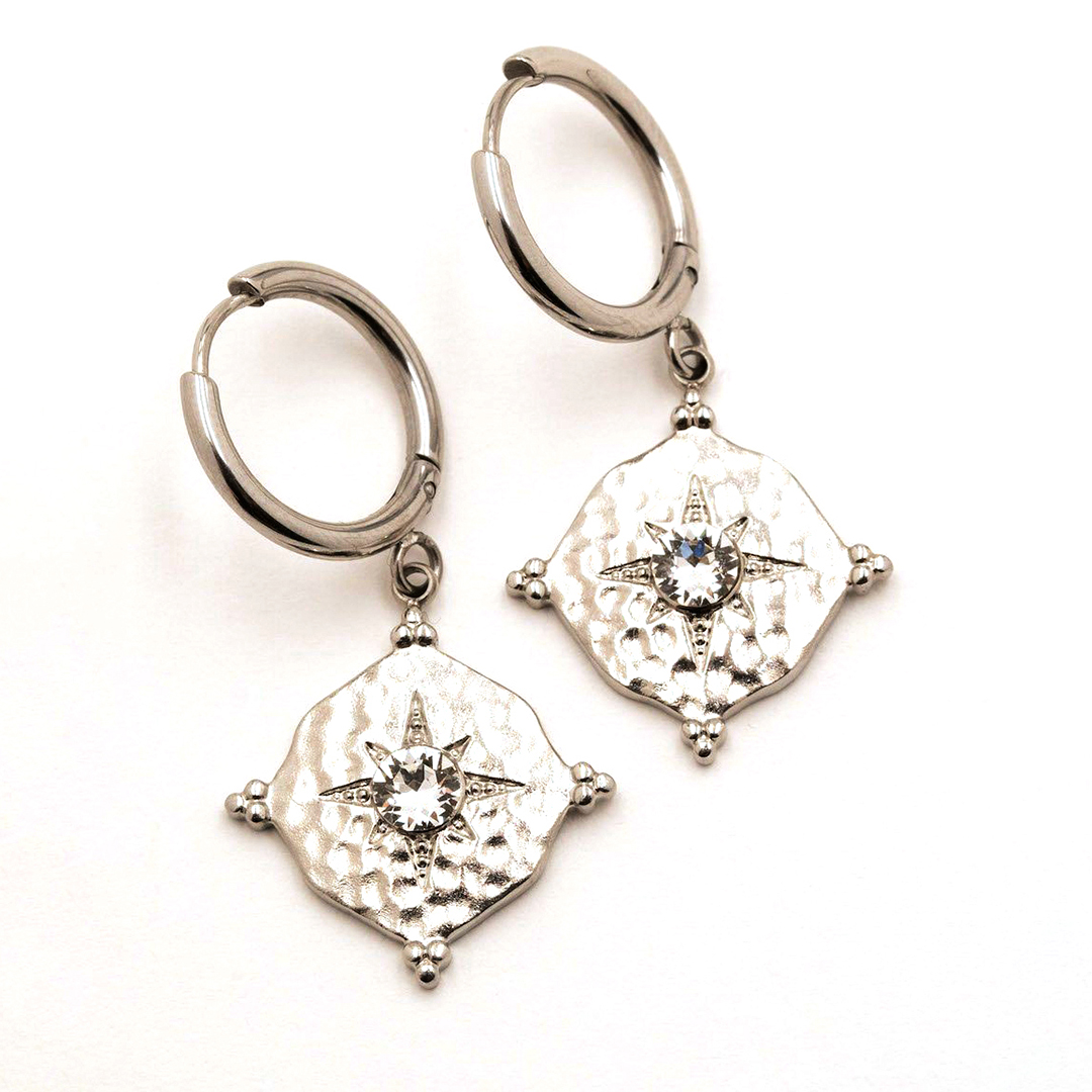  Geometric Metallic Brass Drop Earrings Complex Patterns 18K Gold Plated Jewelry Waterproof Earrings