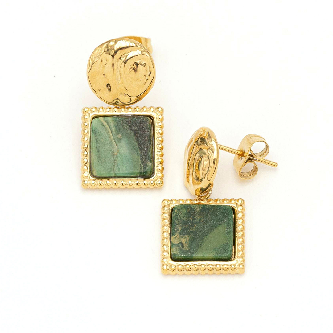 Fashion Jewelry Trendy Opal Square Drop Earrings