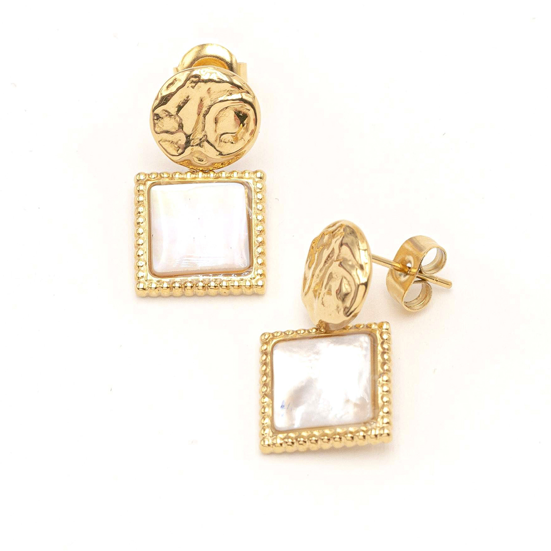 Fashion Jewelry Trendy Opal Square Drop Earrings
