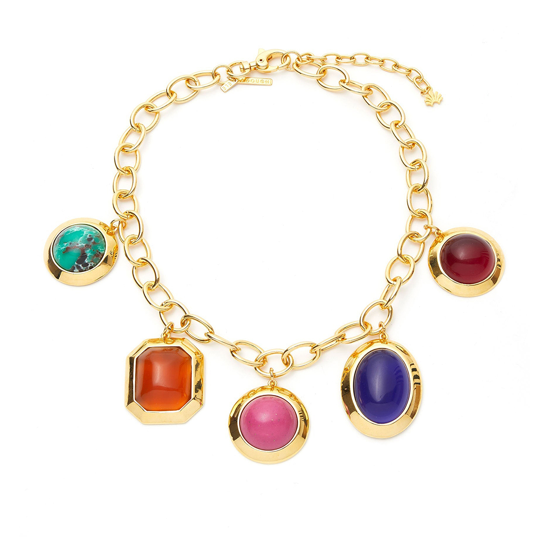 Vintage Women Jewelry Stainless Steel Colorful Heart Necklace Gold 18K