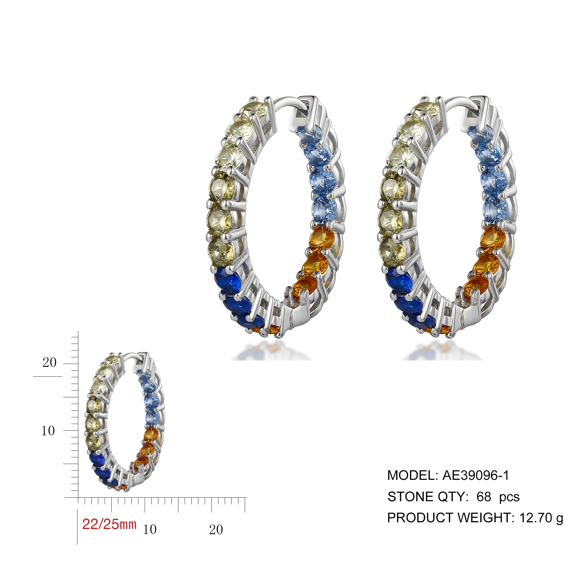 Latest Design Cheap Fashion Jewelry Big Small Rainbow Minimalist Colorful Sapphire Zirconia Hoop 925 Silver Huggie Earrings