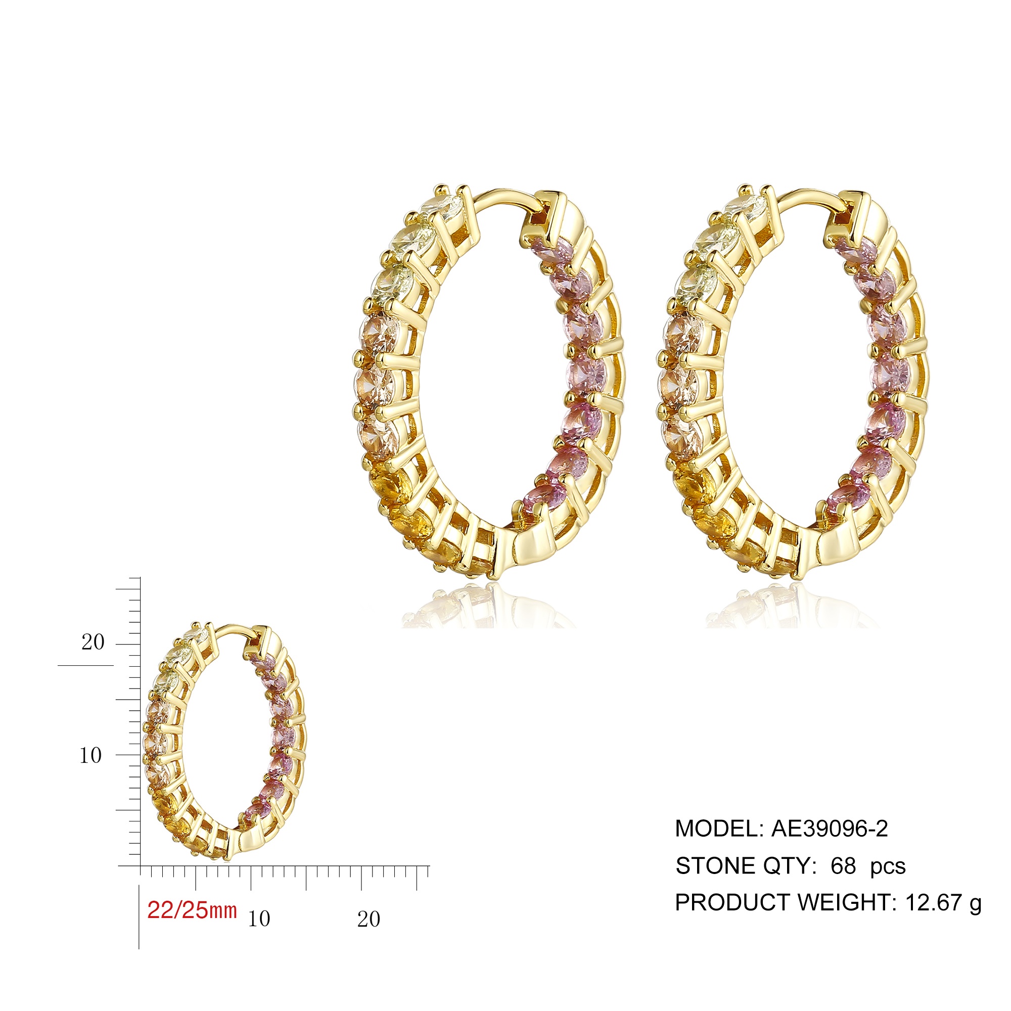 Latest Design Cheap Fashion Jewelry Big Small Rainbow Minimalist Colorful Sapphire Zirconia Hoop 925 Silver Huggie Earrings