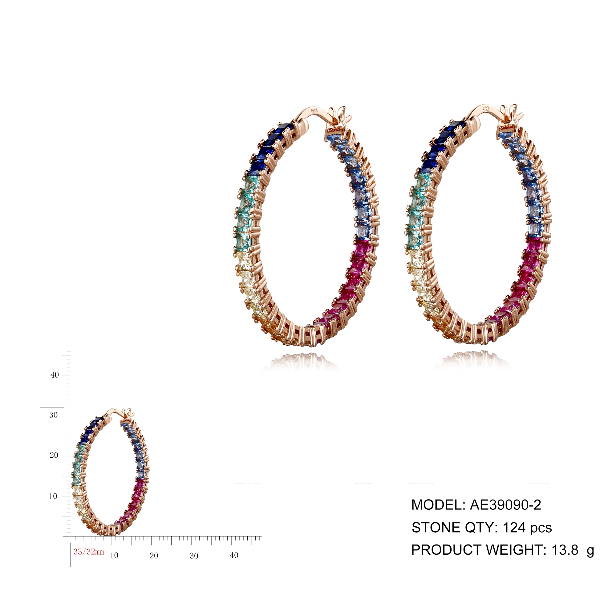 Summer New Arrive Multi Color Chic Cubic Zircon Hypoallergenic 925 Sterling Silver Round Hoop Earrings for Women Daily Wear