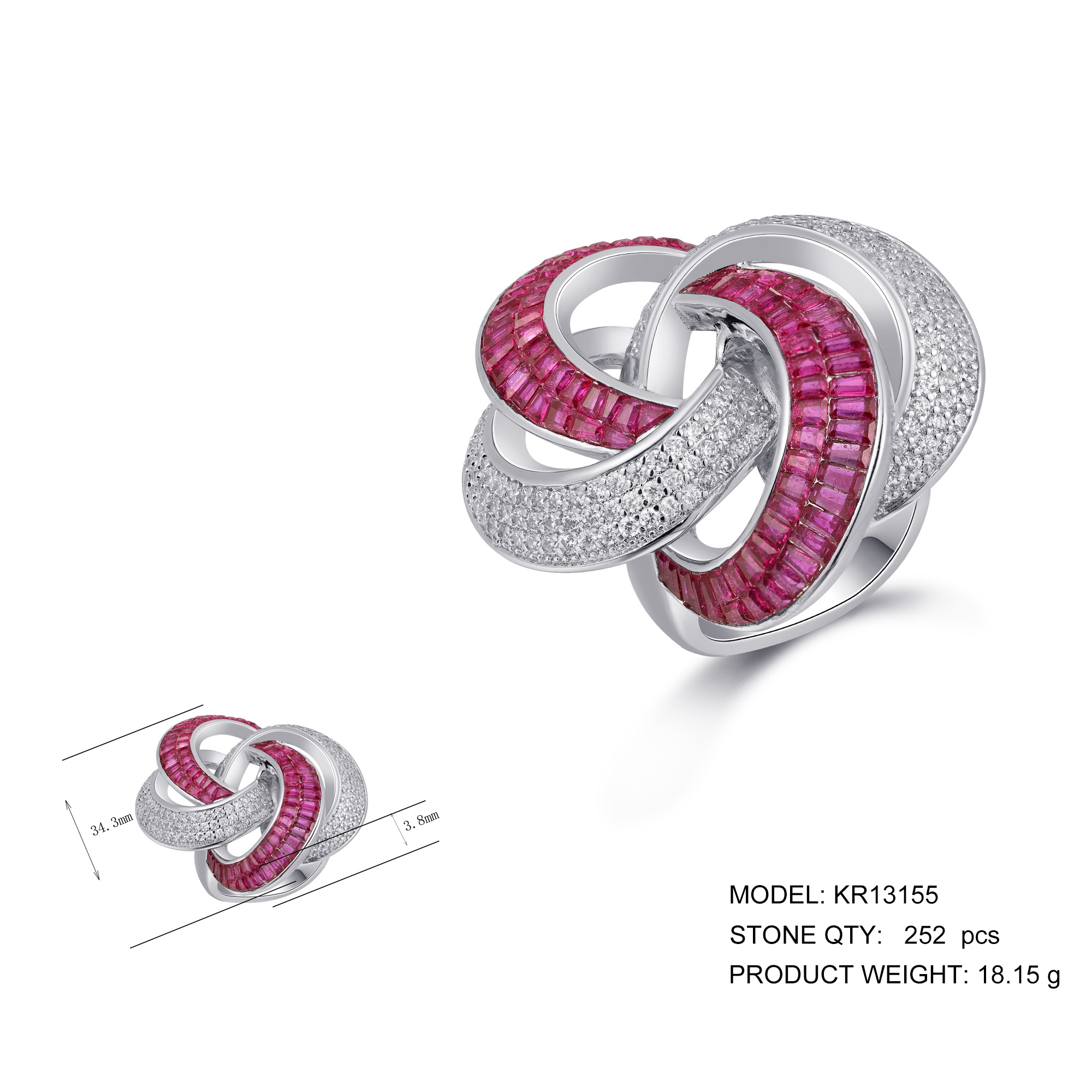  925 Sterling Silver Diamond Ring with Light Luxury and Versatile High Eternity Cubic Zirconia CZ Diamond Inlay for Women